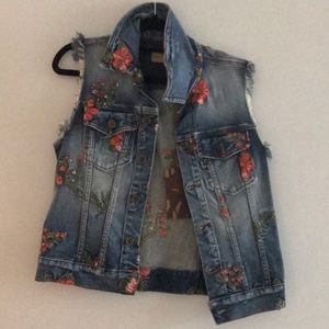 Floral jean vest